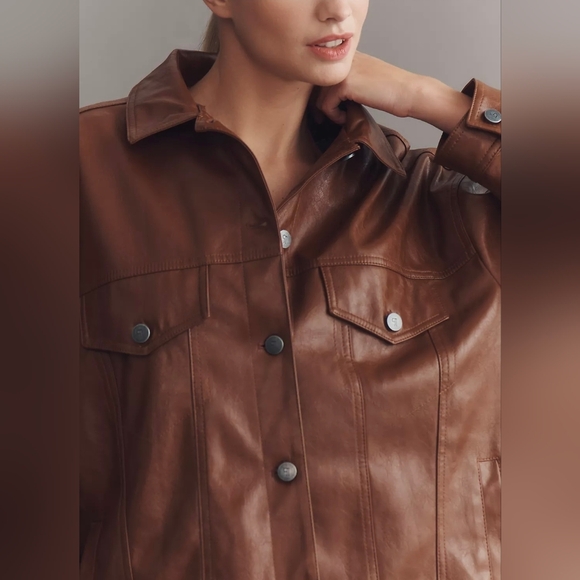Anthropologie Pilcro Weston Faux Leather Boyfriend Jacket Brown - Picture 4 of 13